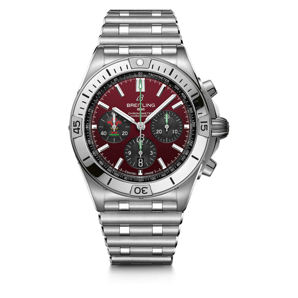 Breitling Chronomat Six Nations Wales 42mm Red Dial Bracelet Watch