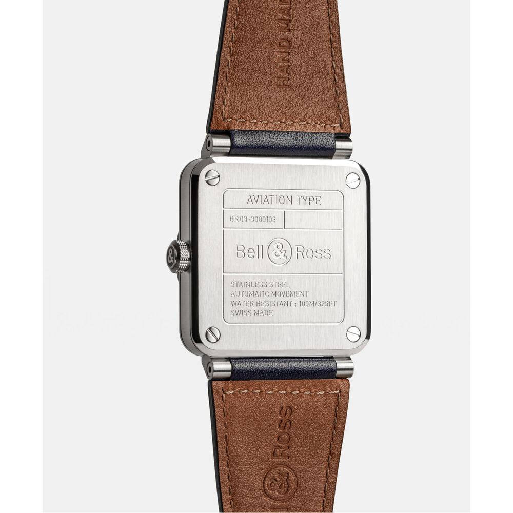 Bell & Ross BR-03 Auto 41mm Blue Dial Leather Strap Watch image number 3