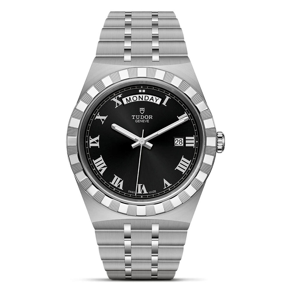 TUDOR Royal 41mm Black Roman Numerals Dial Day & Date Steel Case Bracelet Watch image number 0