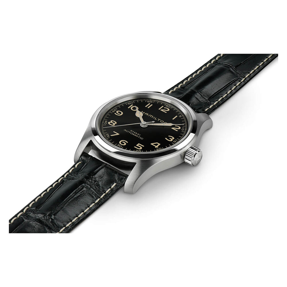 Hamilton Khaki Field Murph 42mm Black Dial Black Leather Strap