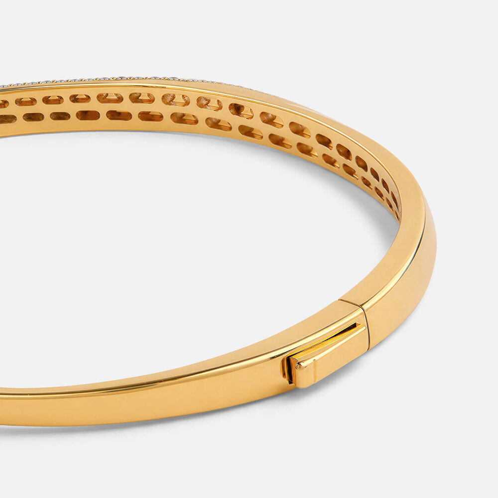 Yellow Gold Plated Sterling Silver Cubic Zirconia Bangle
