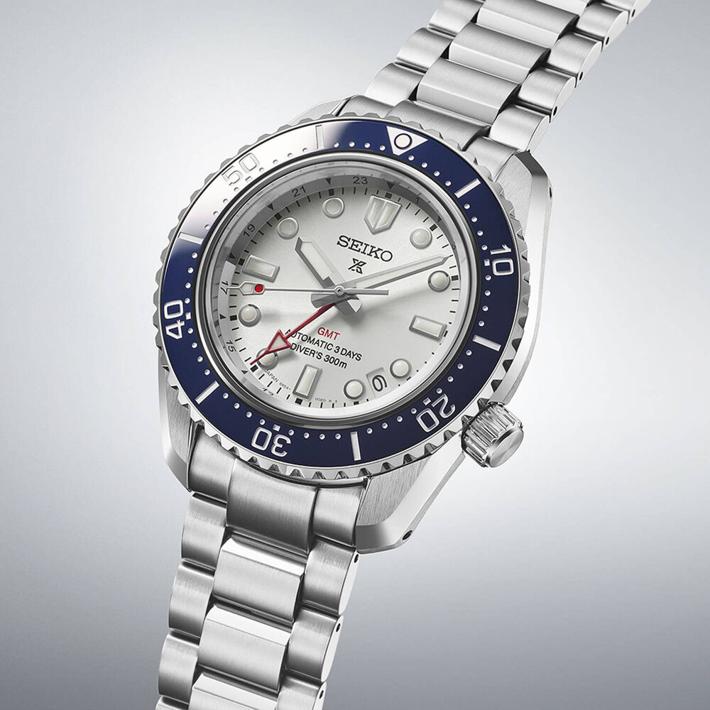 Seiko Prospex 1968 Heritage Diver’s GMT 60th Anniversary 42mm White Dial Steel Bracelet Watch image number 2
