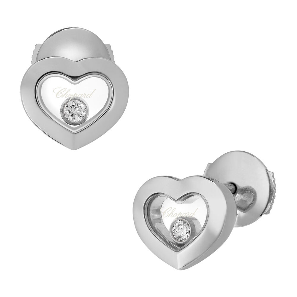 Chopard 18ct White Gold Happy Diamond Icon Heart Earrings