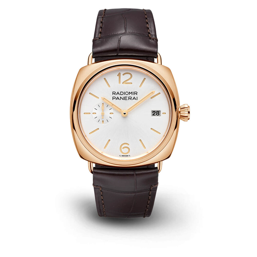 Panerai Radiomir Quaranta Goldtech™ 40mm 18k Rose Gold Case White Dial Brown Strap Watch image number 0