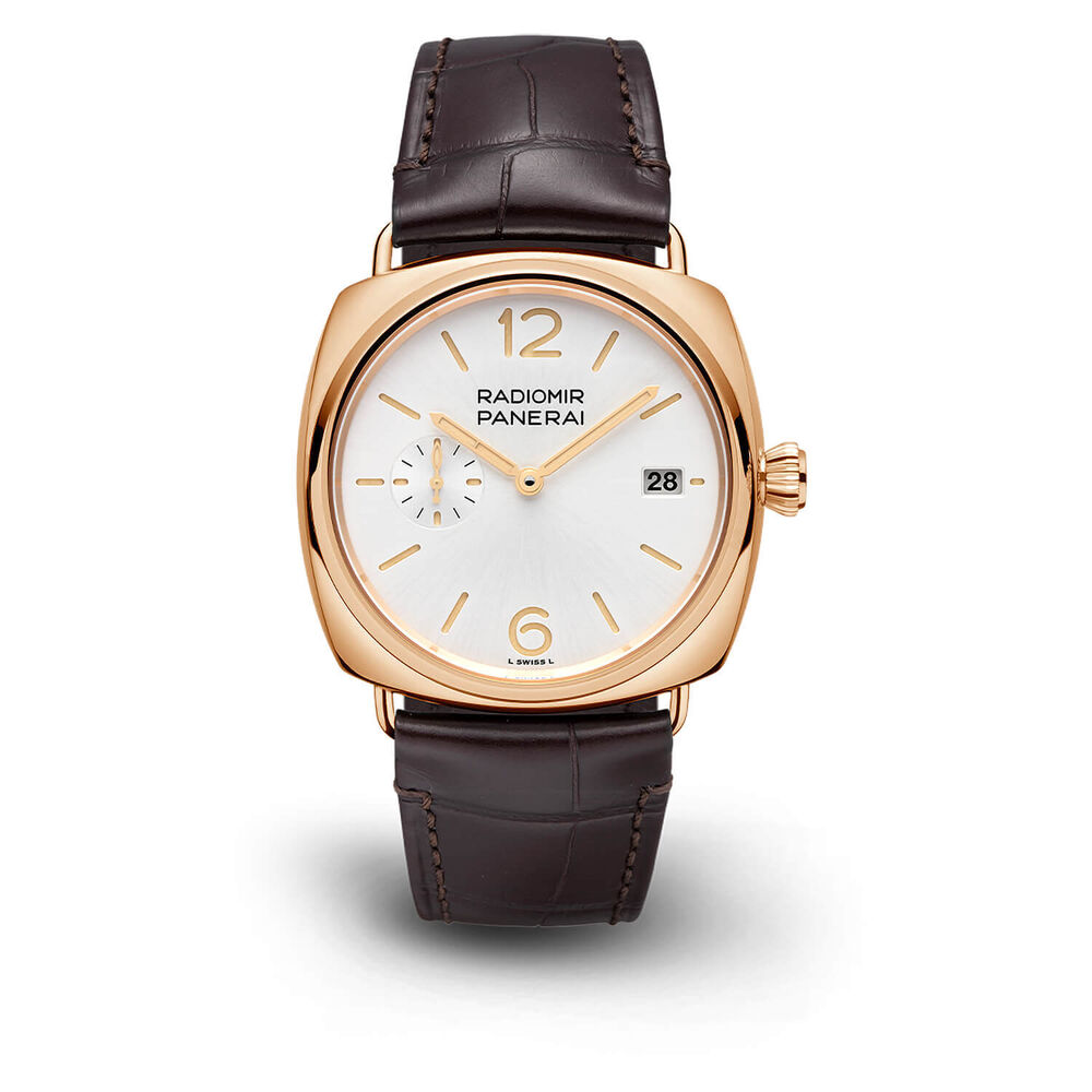 Panerai Radiomir Quaranta Goldtech™ 40mm 18k Rose Gold Case White Dial Brown Strap Watch