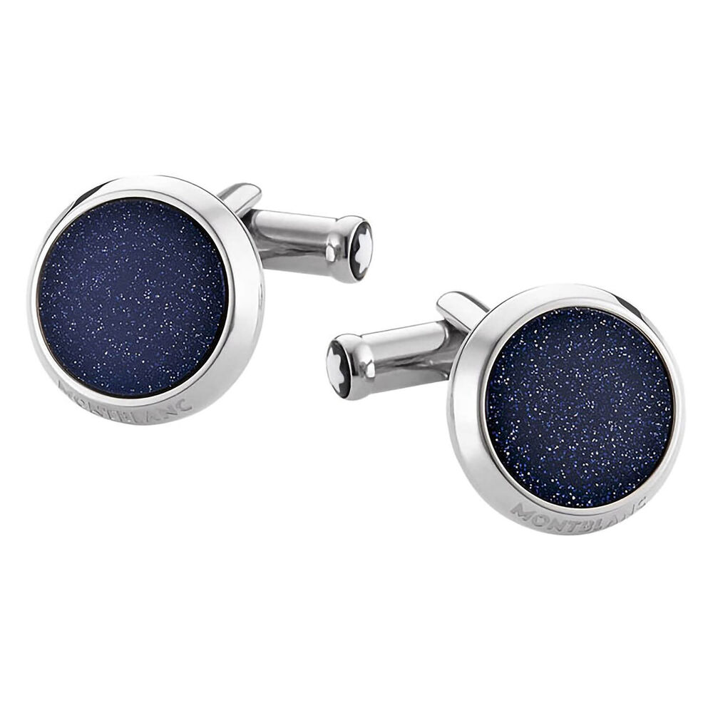 Montblanc MeisterstÃ¼ck  steel and blue goldstone cufflinks image number 0