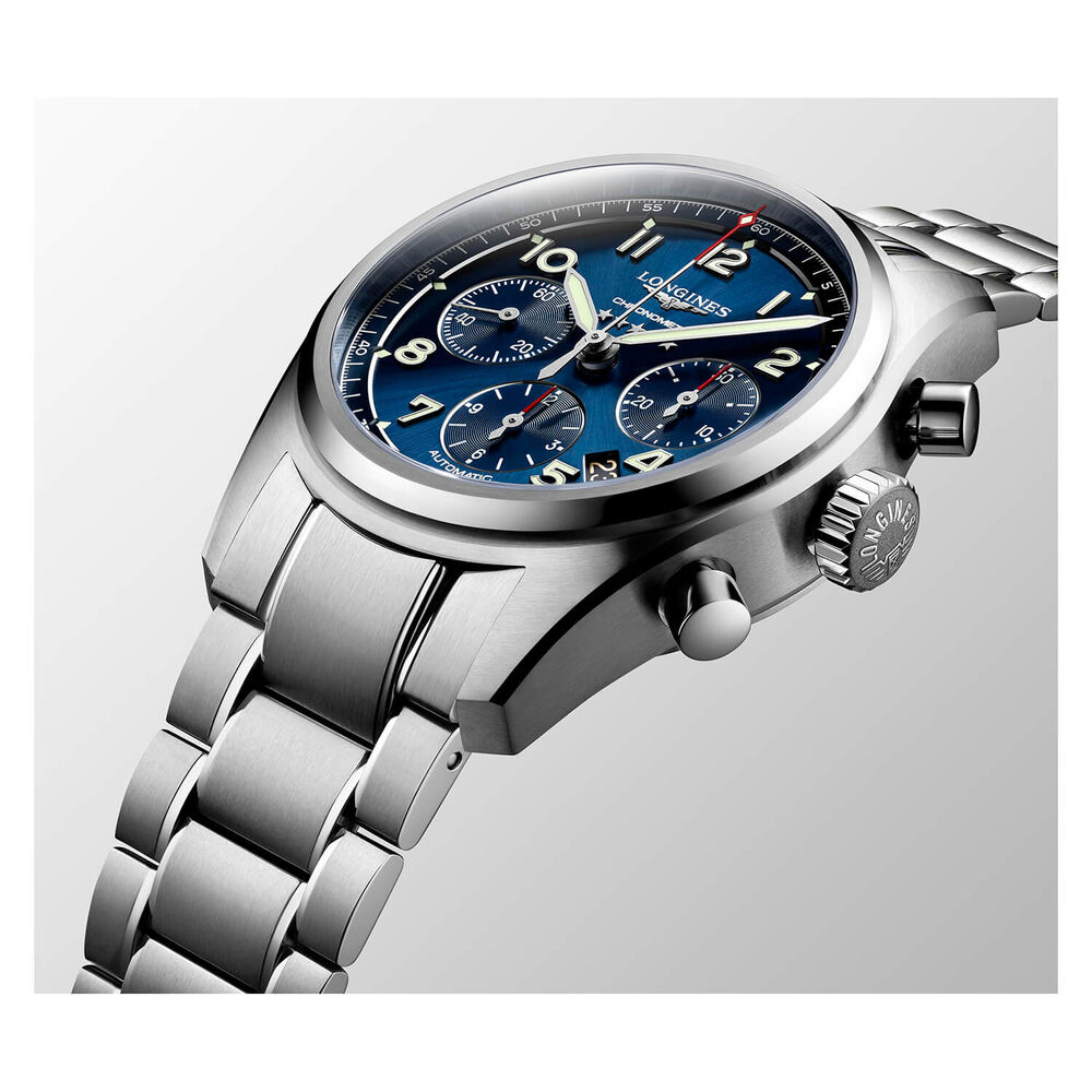 Longines Avigation Spirit 42mm Blue Chronograph Steel Case Watch