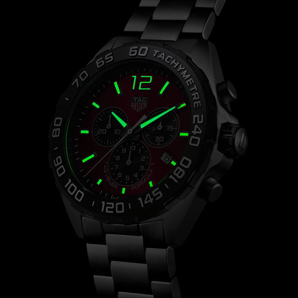 TAG Heuer Formula 1 Chronograph 43mm Red Dial Stainless Steel Bracelet Watch image number 4
