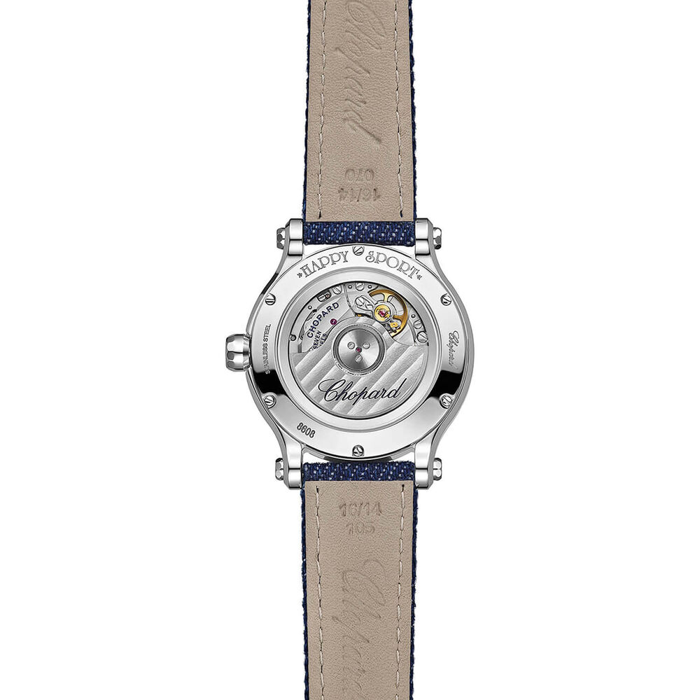 Chopard Happy Heart 33mm Mother of Pearl Dial Blue Denim Strap Watch