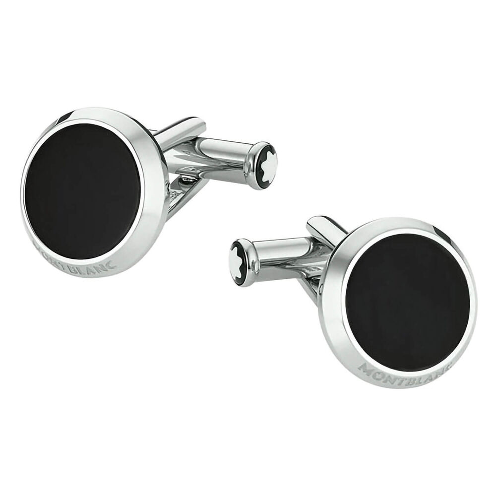 Montblanc MeisterstÃ¼ck stainless steel and onyx round cufflinks