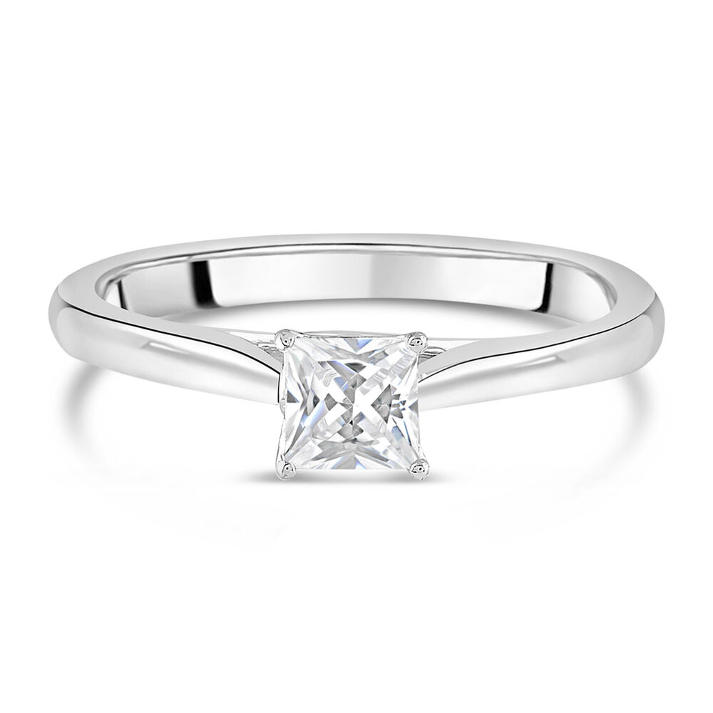 18ct White Gold 0.50ct Princess Diamond Orchid Setting Ring image number 4