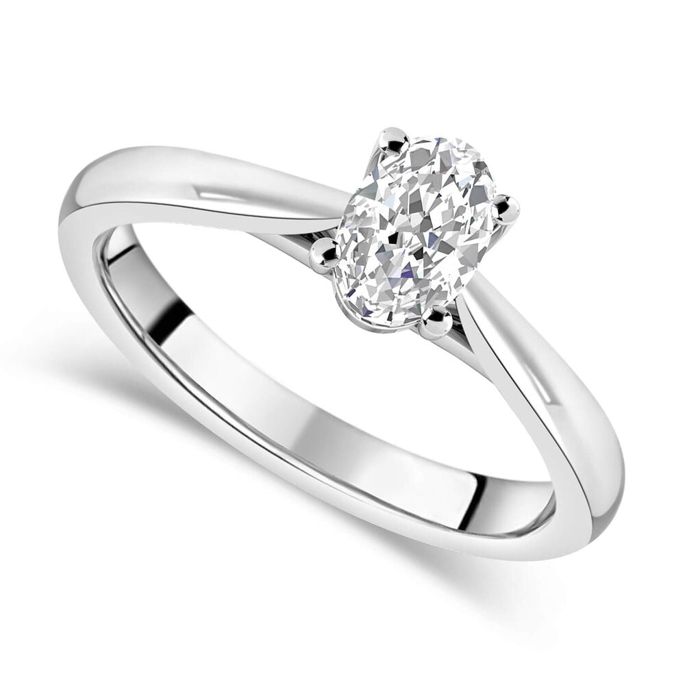 18ct White Gold 0.70ct Oval Diamond Orchid Setting Ring image number 0