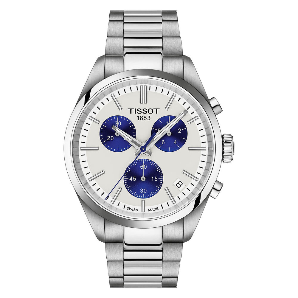 Tissot PR 100 40mm Blue & White Dial Steel Bracelet Watch