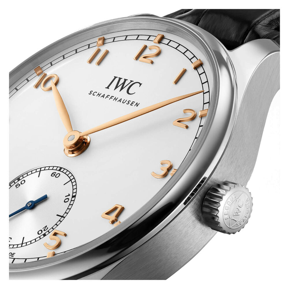 IWC Schaffhausen Portugieser Automatic 40 Silver Dial Black Strap Watch image number 4