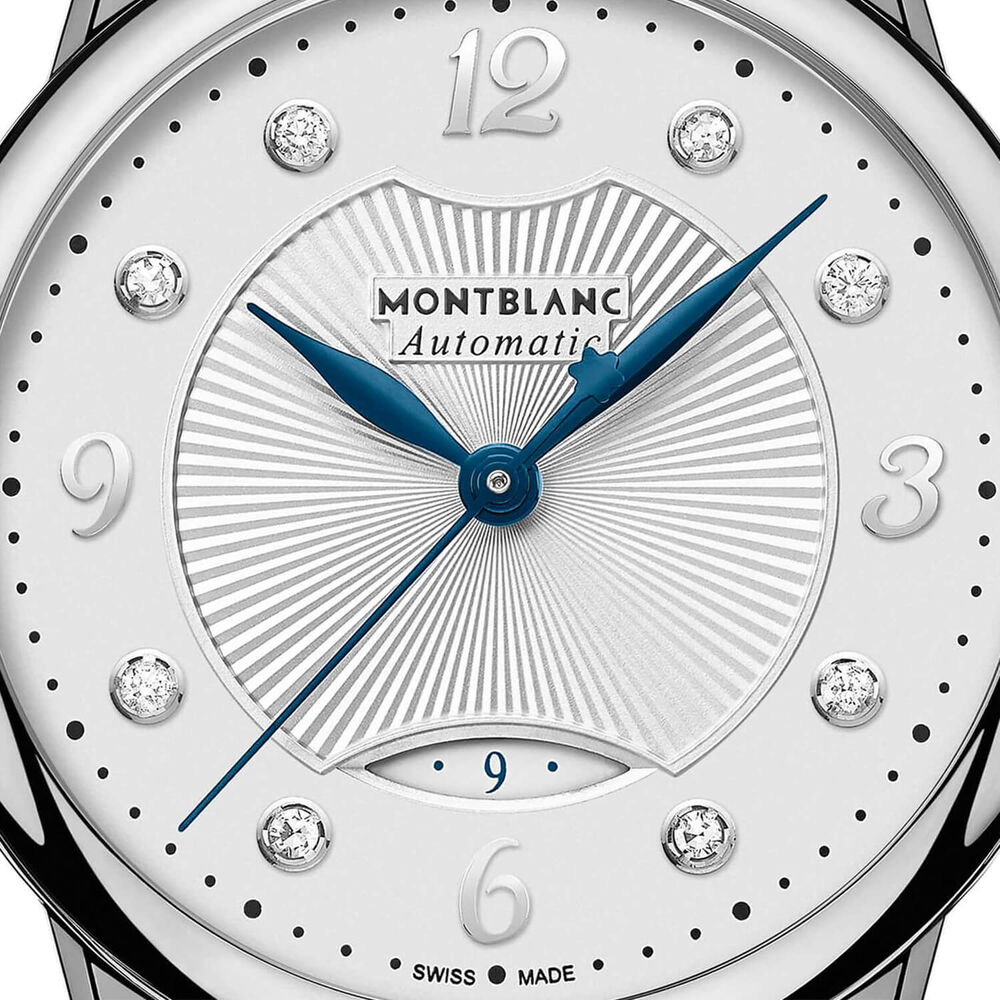 Montblanc Boheme 30mm Silver Diamond Dot Dial Blue Strap Watch image number 2