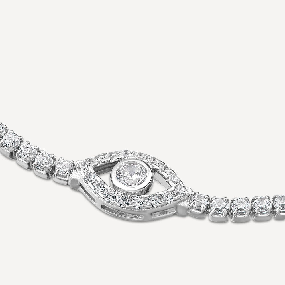 Sterling Silver Cubic Zirconia Protective Eye Tennis Bracelet image number 2