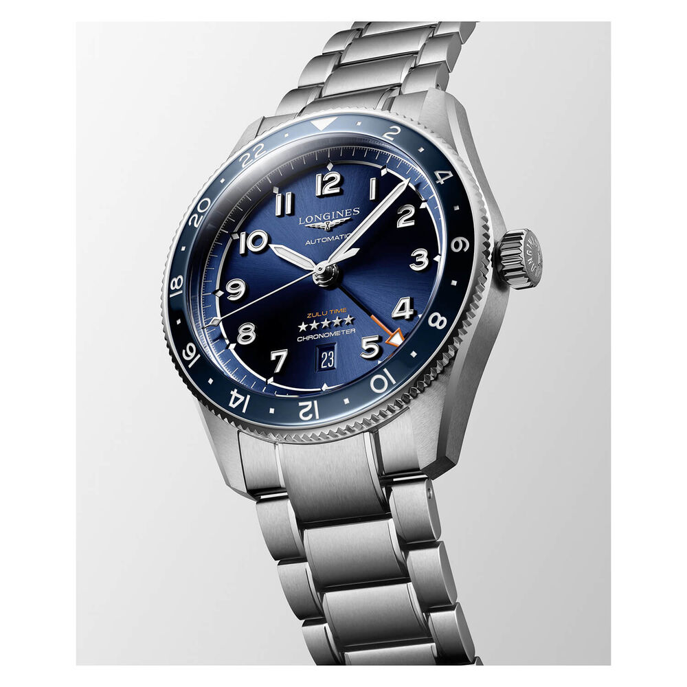Longines Spirit Zulu 42mm Automatic Blue Dial Blue Bezel Steel Case Bracelet Watch image number 3