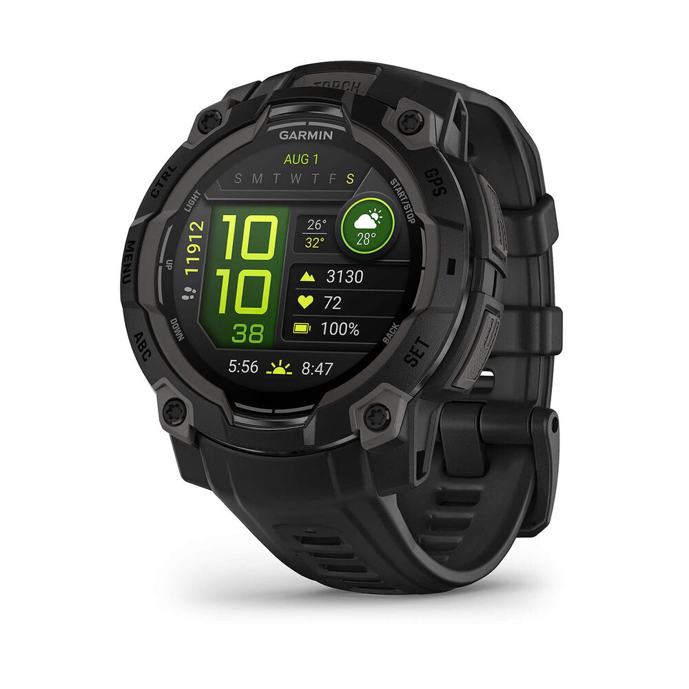 Garmin Instinct 3 AMOLED 45mm Black Bezel & Silicon Strap Watch image number 0