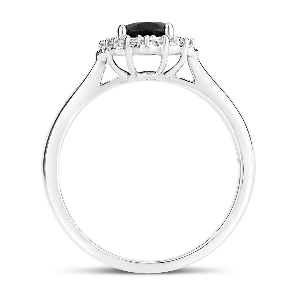 9ct White Gold 0.18ct Diamond & Sapphire Ring image number 2