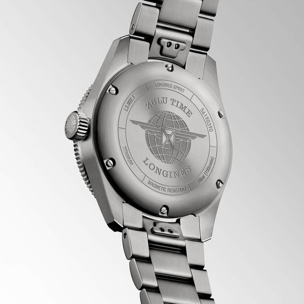 Longines Spirit Zulu Time 39mm Anthracite Dial Ceramic Bezel Titanium Bracelet Watch image number 5