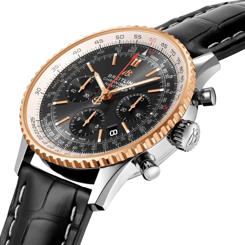 Breitling Navitimer 1 Chronograph Grey Dial Black Leather Strap Watch
