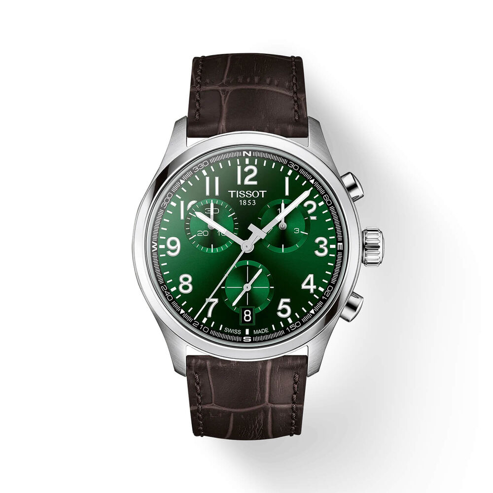 Tissot Chrono L 42mm Green Dial Brown Leather Strap Chronograph Watch
