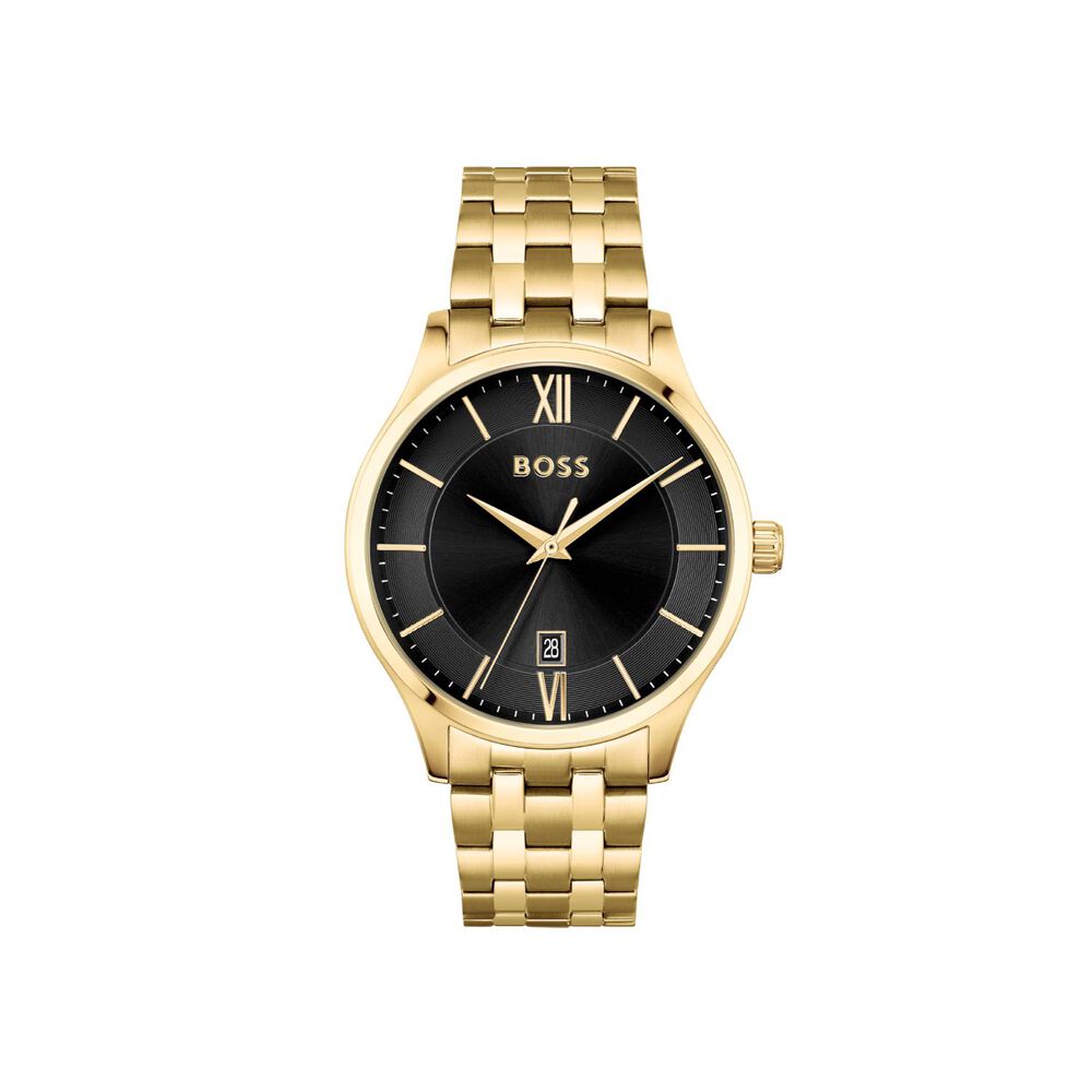 BOSS Elite 41MM Black Dial Yellow Gold IP Case Bracelet Watch image number 0