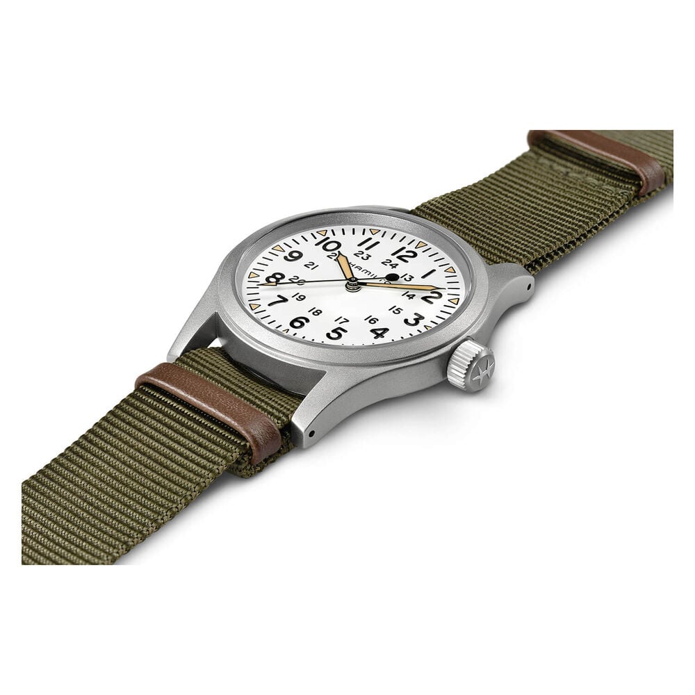 Hamilton Khaki Field Mechanical 38mm White Steel Case Textile Watch