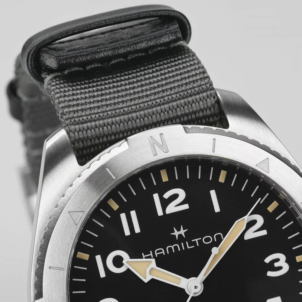 Hamilton Khaki Field Expedition Auto 41mm Black Dial Grey NATO Strap Watch image number 4