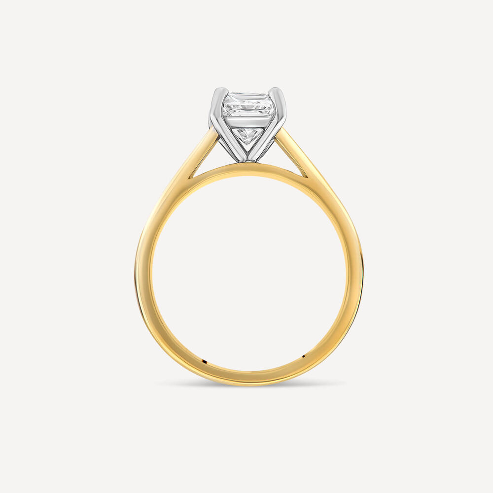 18ct Yellow Gold 1.01ct Princess Diamond Four Claw Solitaire Ring image number 3