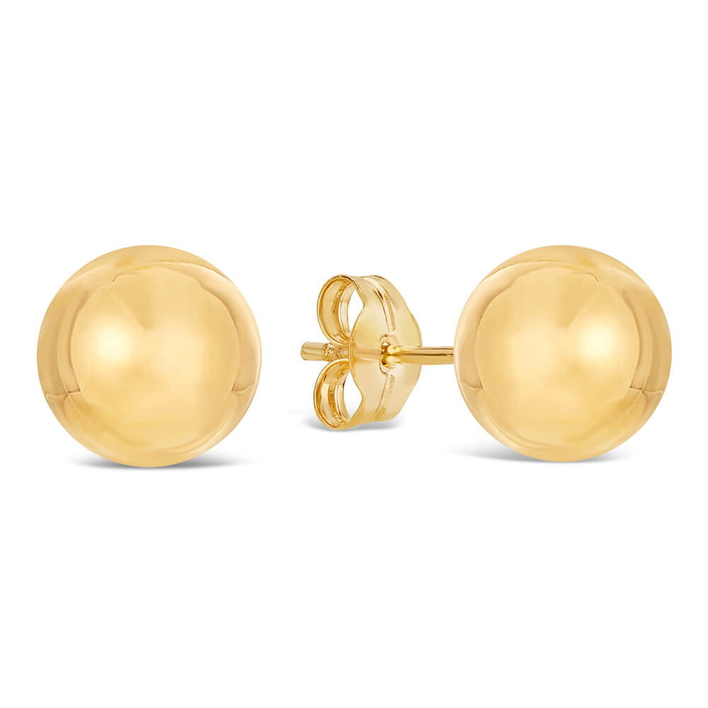 9ct Yellow Gold 8mm Polished Ball Stud Earrings