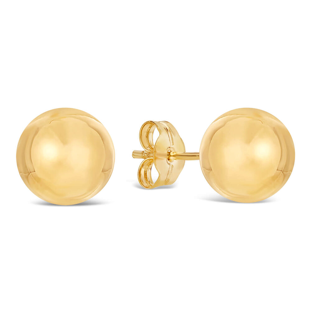9ct Yellow Gold 8mm Polished Ball Stud Earrings image number 1