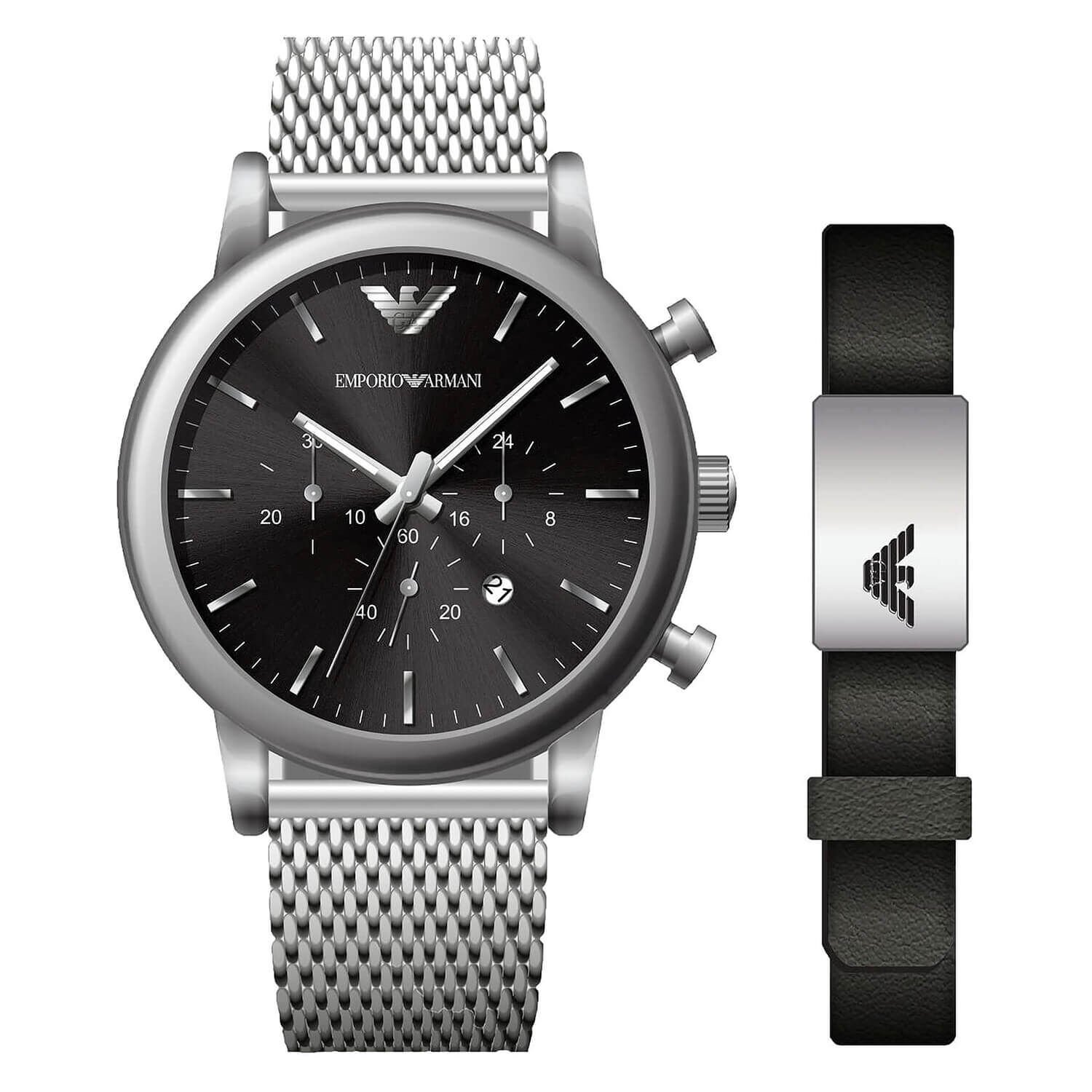 Emporio Armani Luigi 46mm Bracelet Black Strap Set Watch