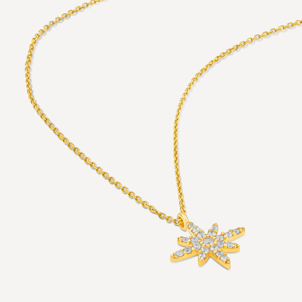 9ct Yellow Gold North Star Cubic Zirconia Set Pendant image number 5