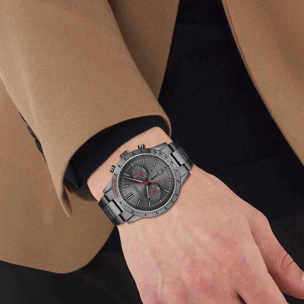 BOSS Allure Chronograph 44mm Grey Dial Stainless Steel Bracelet Watch image number 2