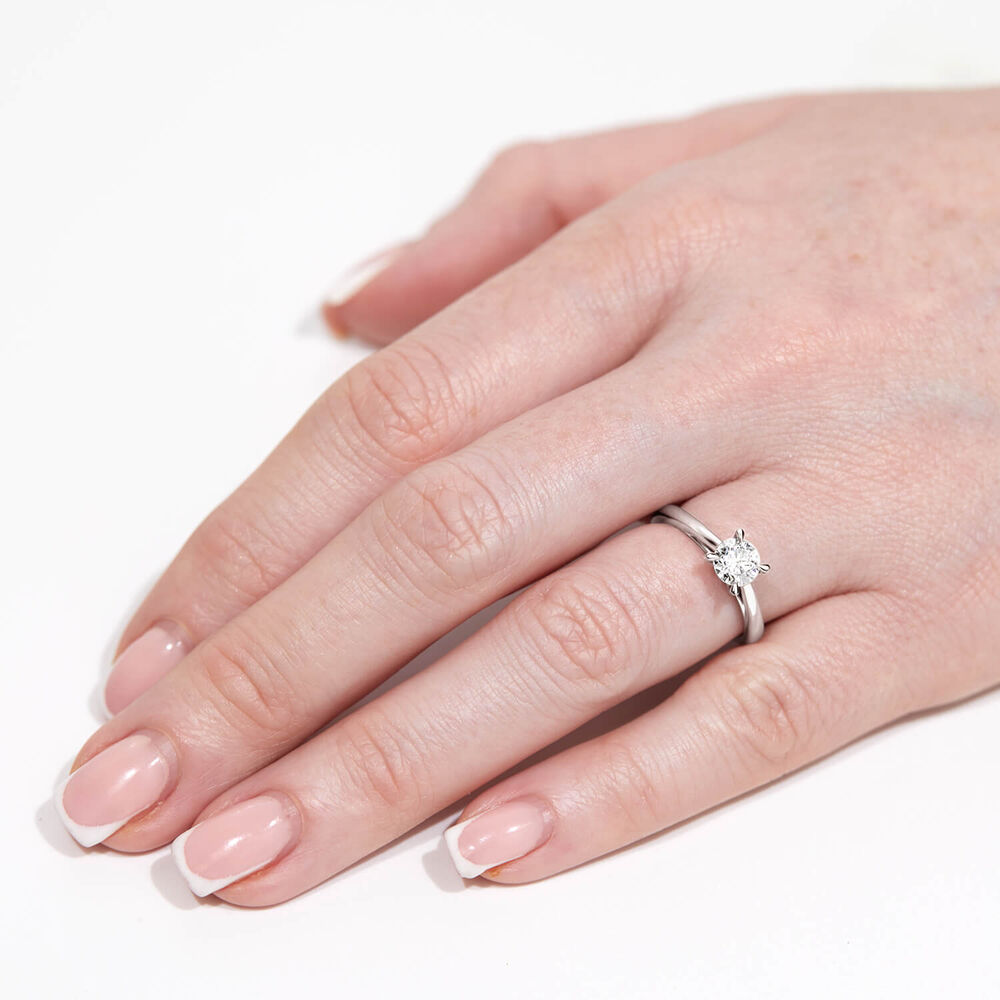 Platinum 0.61ct Round Diamond Four Claw Solitaire Ring image number 5