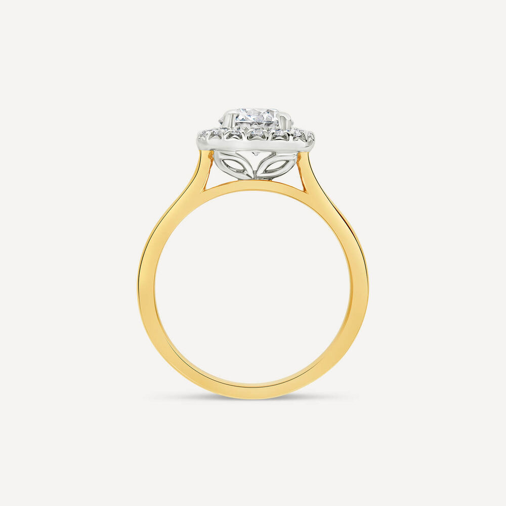 Born 18ct Yellow Gold 1.20ct Lab Grown Round Halo Diamond Ring image number 1