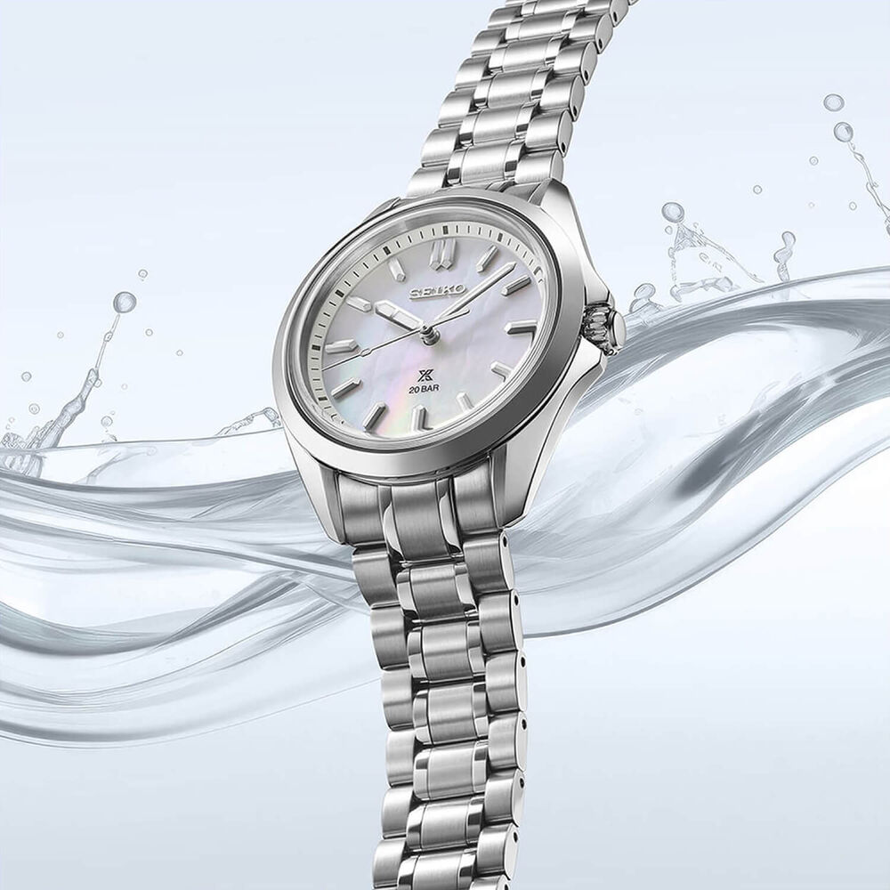 Seiko Prospex Ladies Marine Sports Seafoam White 34mm Dial Steel Bracelet Watch image number 2