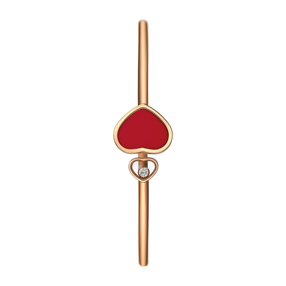 Chopard 18ct Rose Gold Red Happy Heart Diamond Bangle