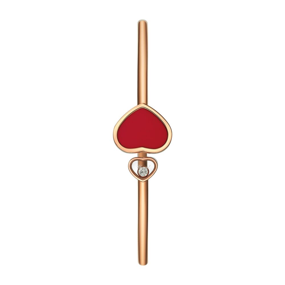 Chopard 18ct Rose Gold Red Happy Heart Diamond Bangle image number 1