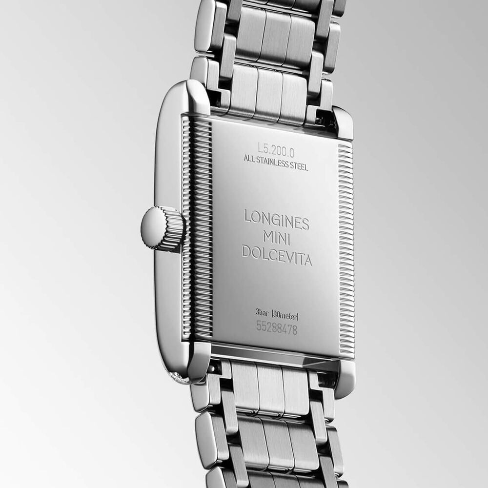 Longines MiniDolcevita 2023 29x21.5mm Silver "flinqué" Cosmo Circle Dial Diamond Case Watch