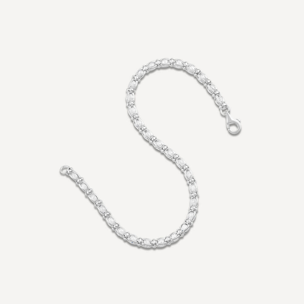 Sterling Silver Cubic Zirconia Set Rope Link Bracelet image number 3