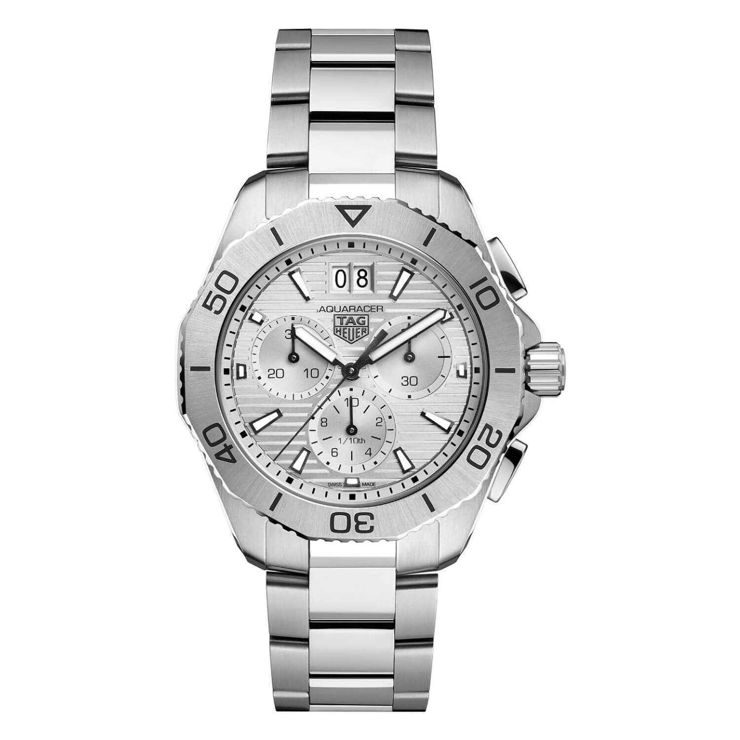 Tag heuer aquaracer chronograph on sale silver dial men's watch