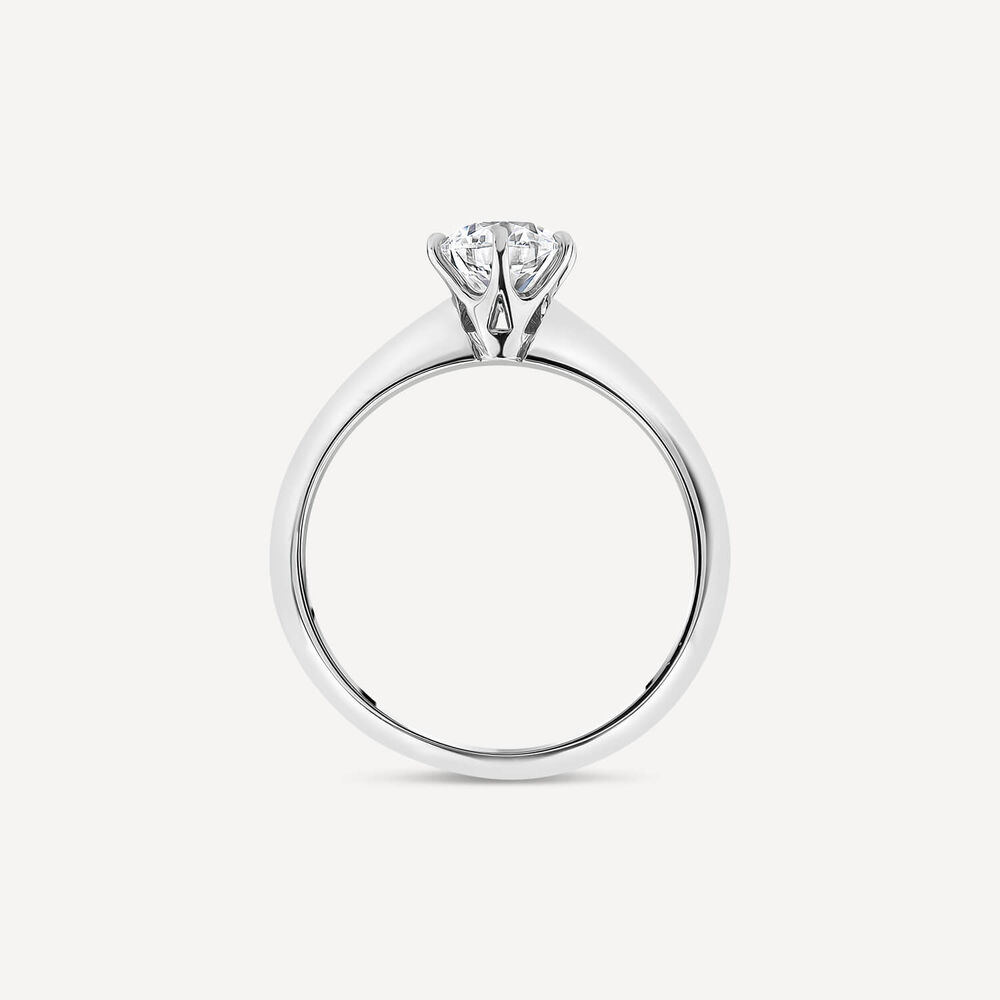 Platinum 0.90ct Round Diamond Six Claw Solitaire Ring image number 3