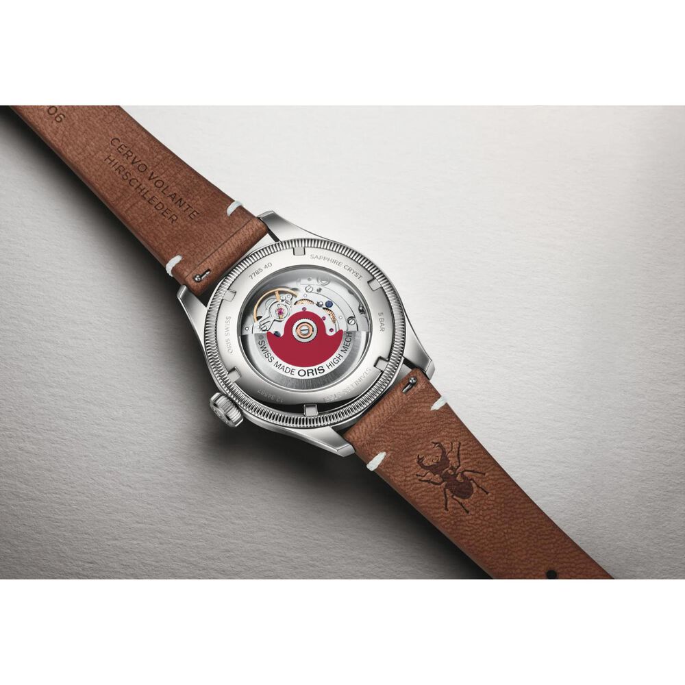 Oris x Cervo Volante Big Crown 40mm Orange Dial Brown Leather Strap Watch