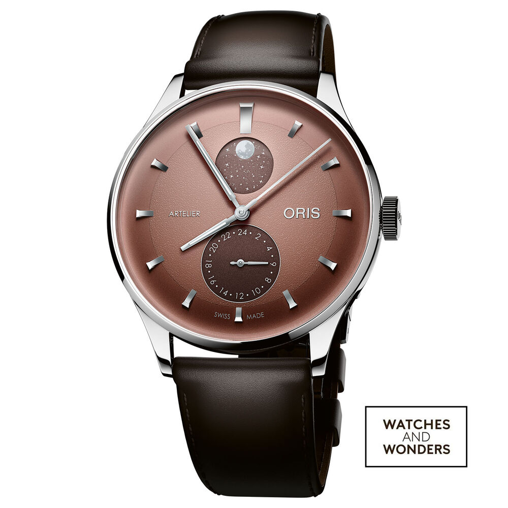 Oris Artelier Complication 39.5mm Chestnut Dial Dark Brown Leather Strap Watch