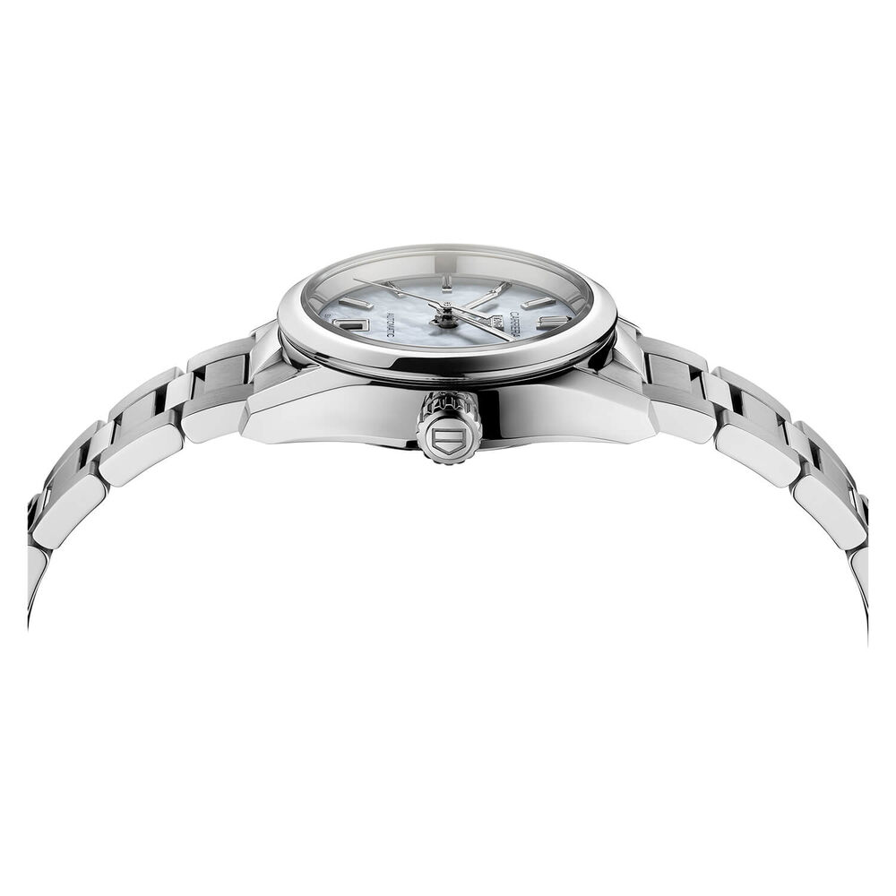 TAG Heuer Carrera Date 29mm Mother of Pearl Dial Stainless Steel Bracelet Watch image number 1