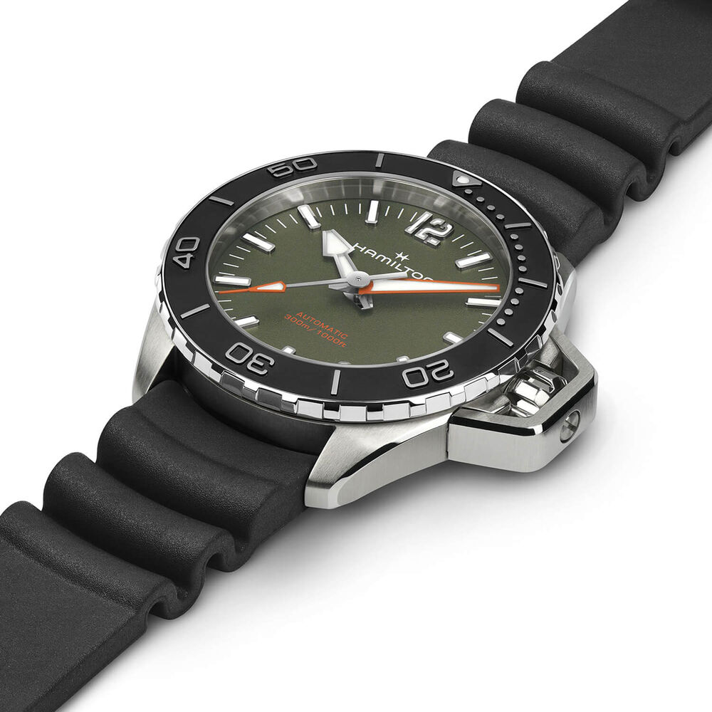 Hamilton Khaki Navy "Frogman" 41mm Green Dial Rubber Strap Watch image number 1