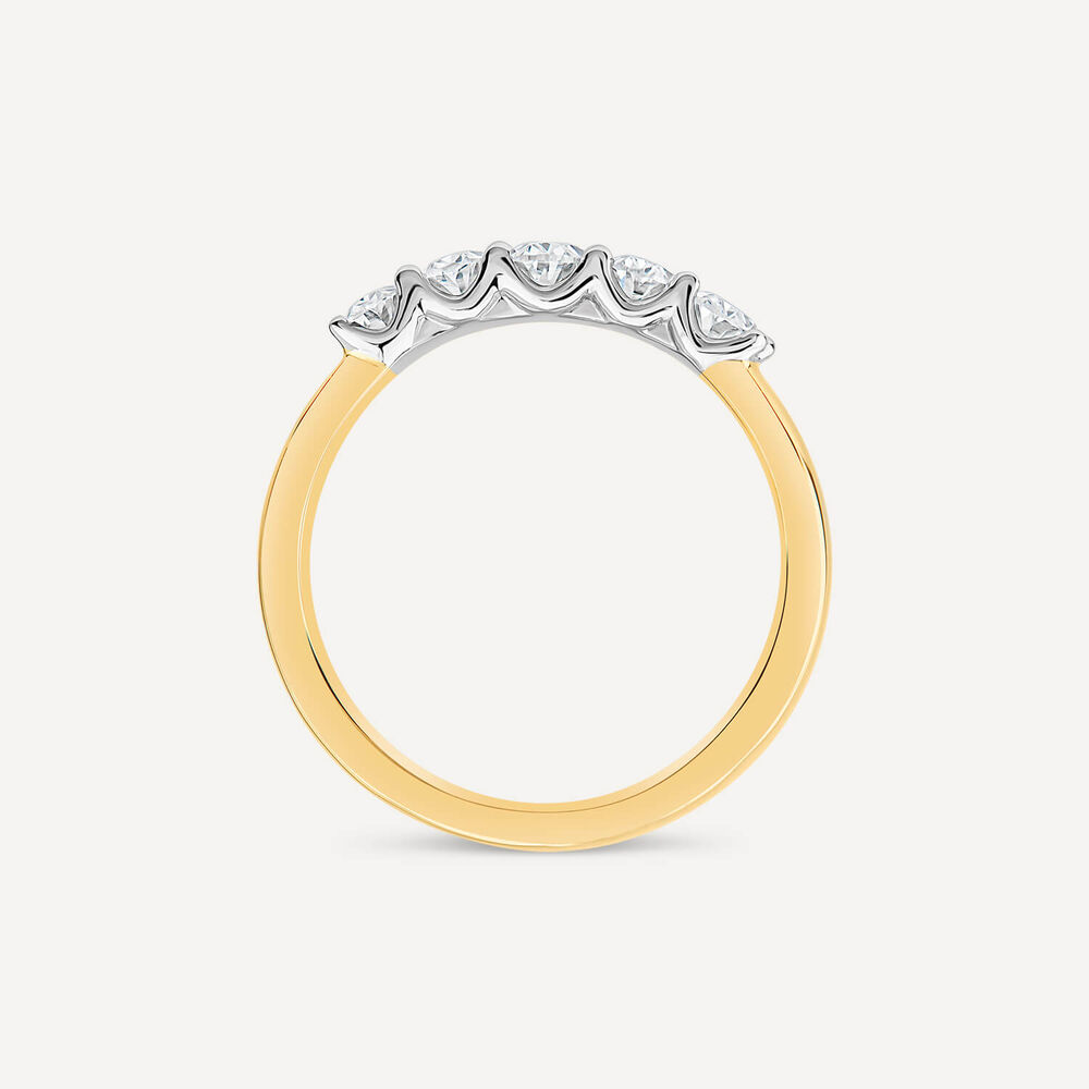 Born 18ct Yellow Gold 5 Stone 1ct Lab Grown Diamond Ring image number 3