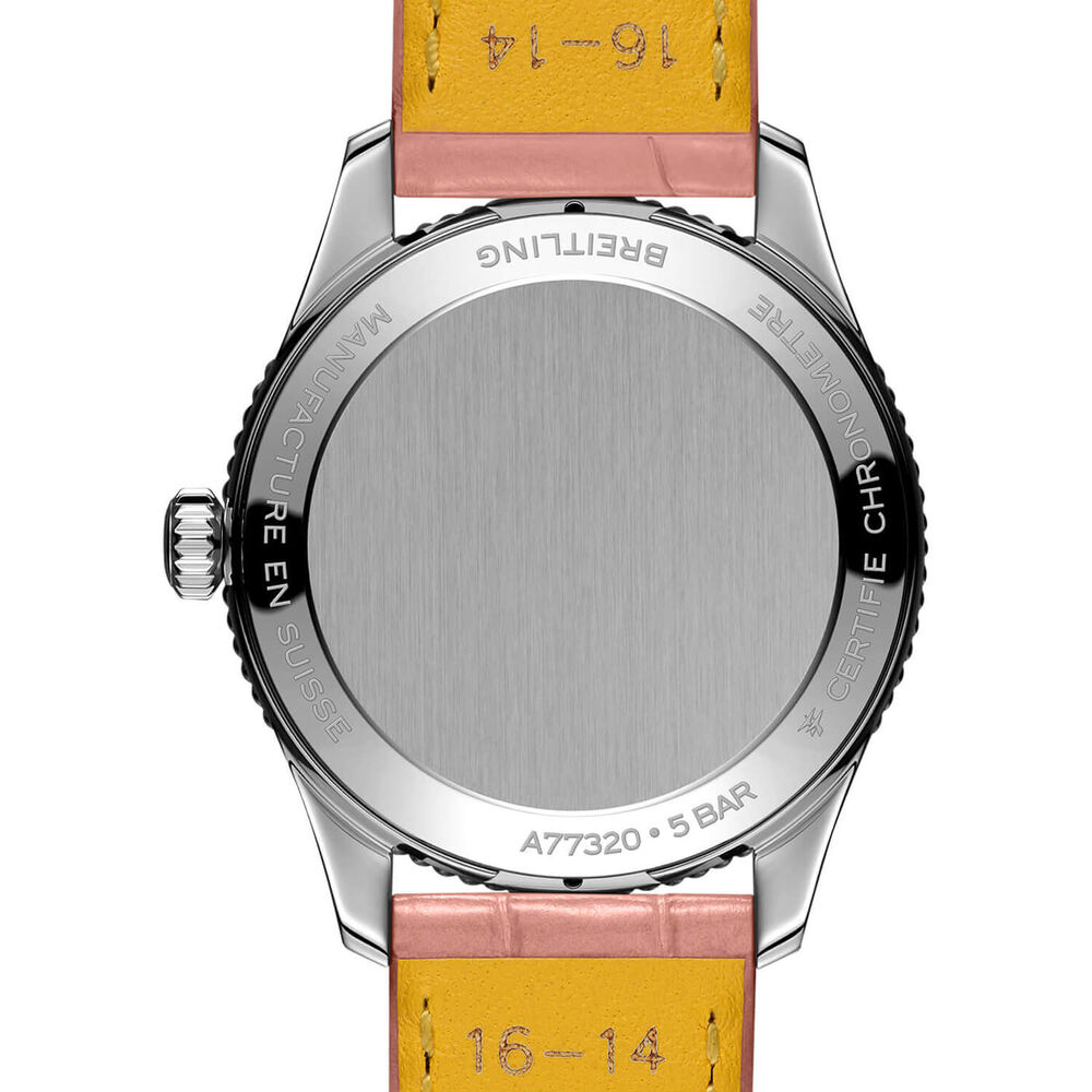 Breitling Navitimer 32mm Pink Pearlised Lab Grown Dial Diamond Pink Strap Watch image number 1